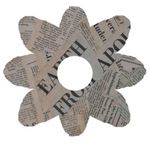 custom drawn newspaper textured flower